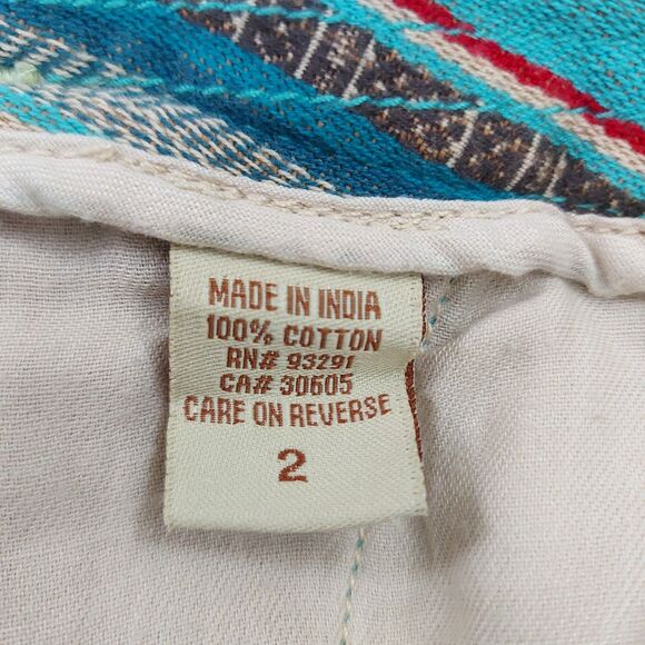 Dylan Shorts Womens 2 Green Cuffed Stripes Cotton Hippie Bohemian Travel Casual - Picture 7 of 9